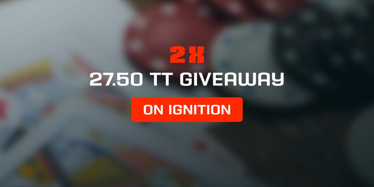 GIVEAWAY ALERT!🚨 We’re giving away TWO 27.50 Ignition tournament tickets! 

To enter:
- follow us on twitter
- like
- retweet

This giveaway ends on Monday, August 22nd at 11:59PM ET and the winner will be announced on Tuesday, August 23rd! Enter now!🤑🔥

#pokergiveaway #poker