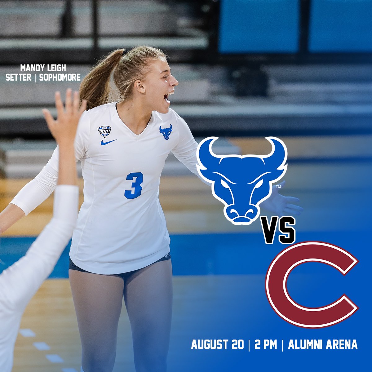 ubvolleyball's tweet photo. ๐MARK YOUR CALENDAR!!
๐We will host Colgate in an exhibition match at the Alumni Arena this Saturday (Aug. 20) at 2:00 PM.
See you there!
*Admission is Free
#UBVB #UBhornsUP๐ค #exhibitionmatch https://t.co/YWKGrNZg0B
