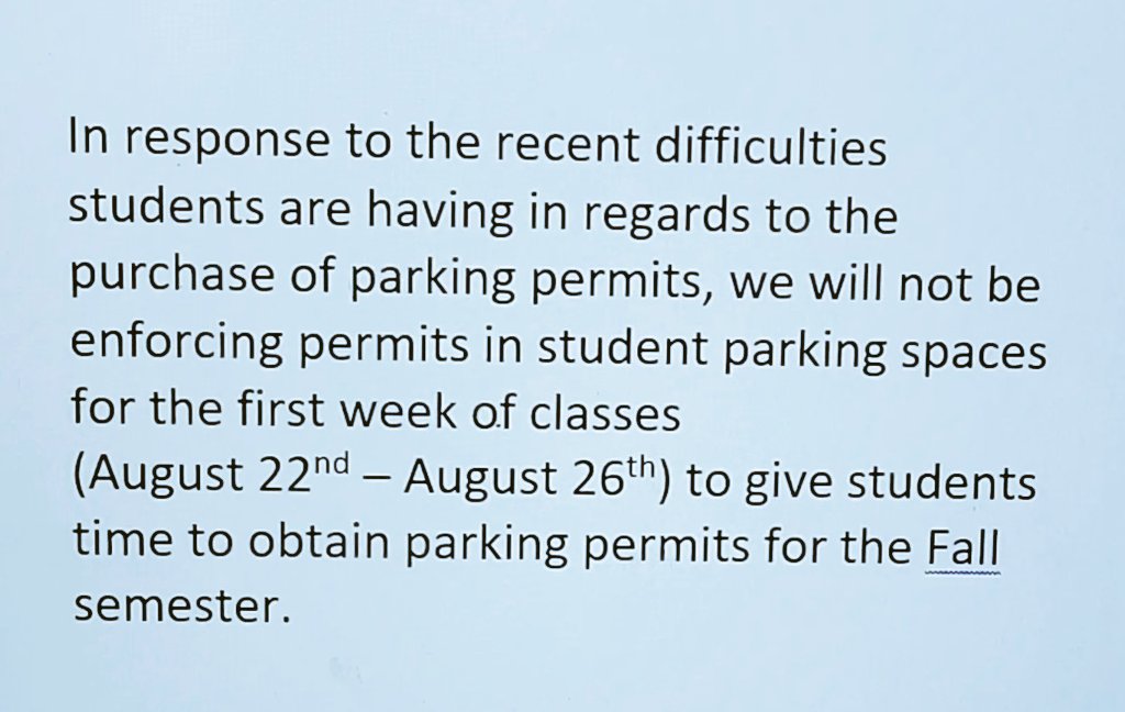 College Parking permit update!!