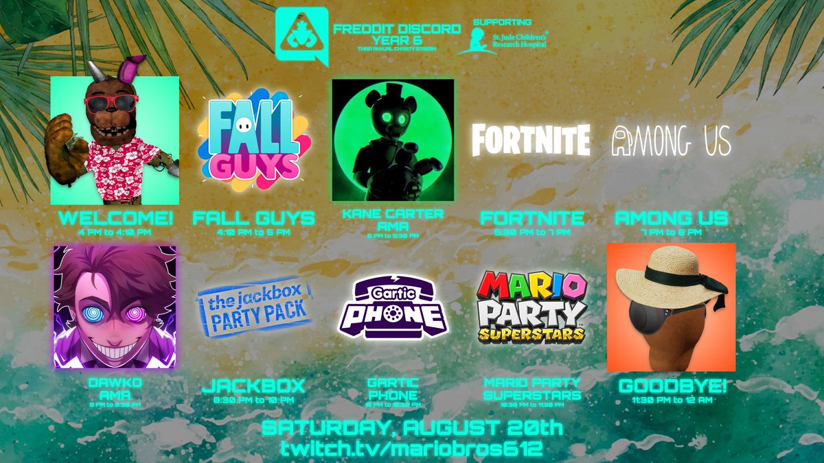 FredditDiscord's tweet photo. Hey all, we're here with news in regards to the upcoming Freddit Discord Annual Charity Stream, including our schedule seen below!
In case you missed it, the original tweet is also below! (1/3) https://t.co/8rjVw4q4AA