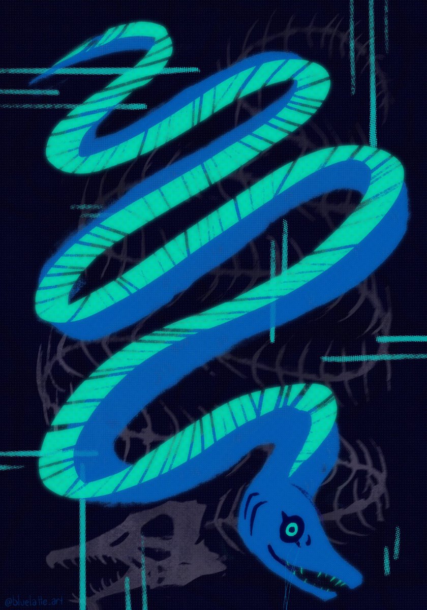 bluelatte_art's tweet photo. You’d think he’s an eel because he’s long, but actually he’s a cutlassfish robbed of fins. 

#bluelatte_illust #illustration #procreate https://t.co/6QOAKZopXx