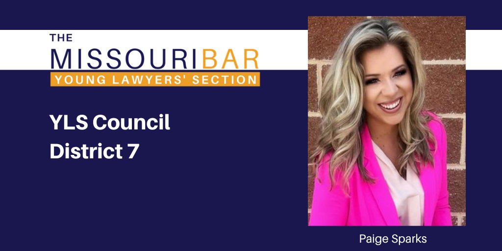 Paige Sparks has been re-elected to the YLS Council representing District 7 this week.  Learn more about Sparks here --> news.mobar.org/meet-paige-spa… #NewMOLawyers