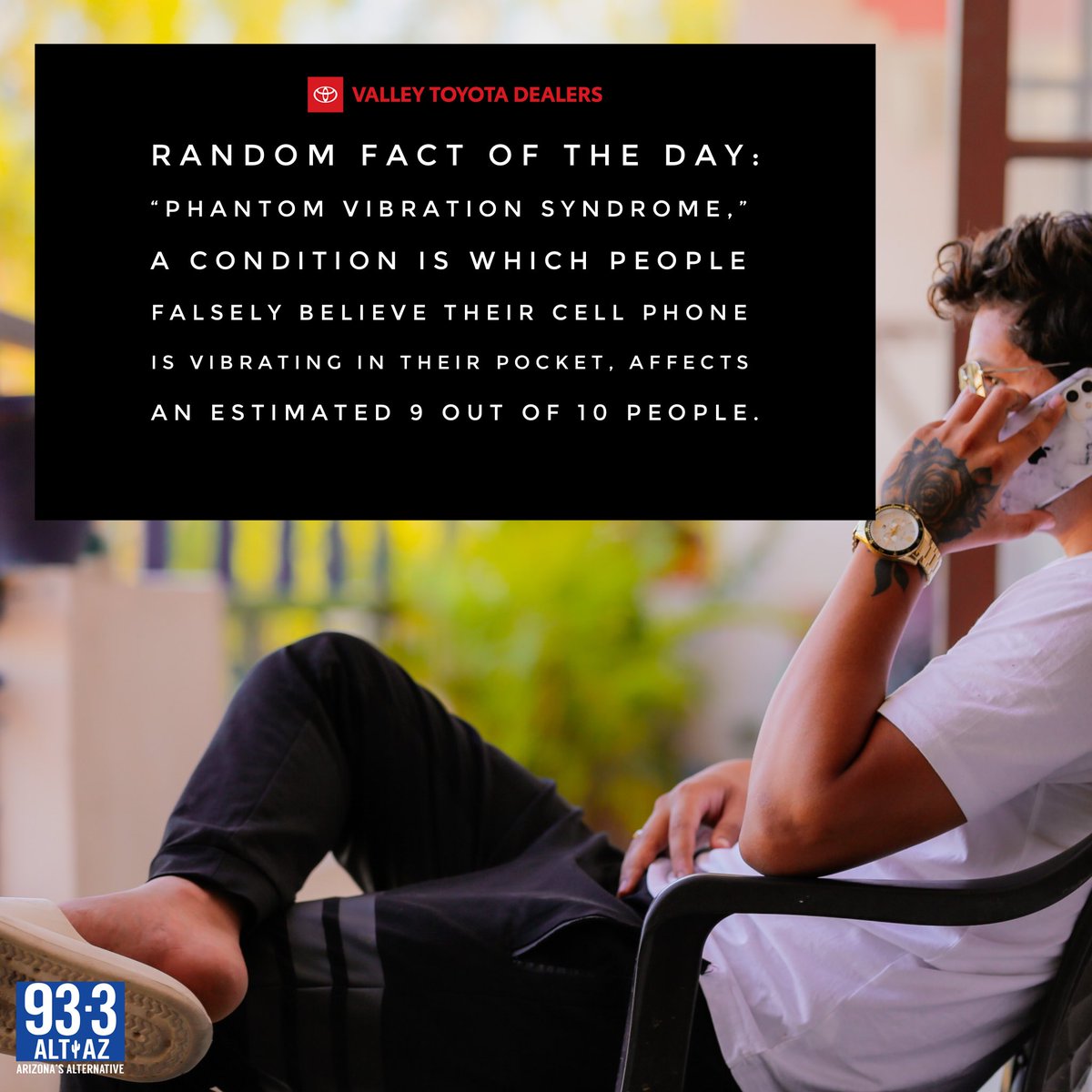 altaz933's tweet image. Glad I’m not the only one! My leg vibrates all the time 😳 - @DustinALTAZ #sponsored