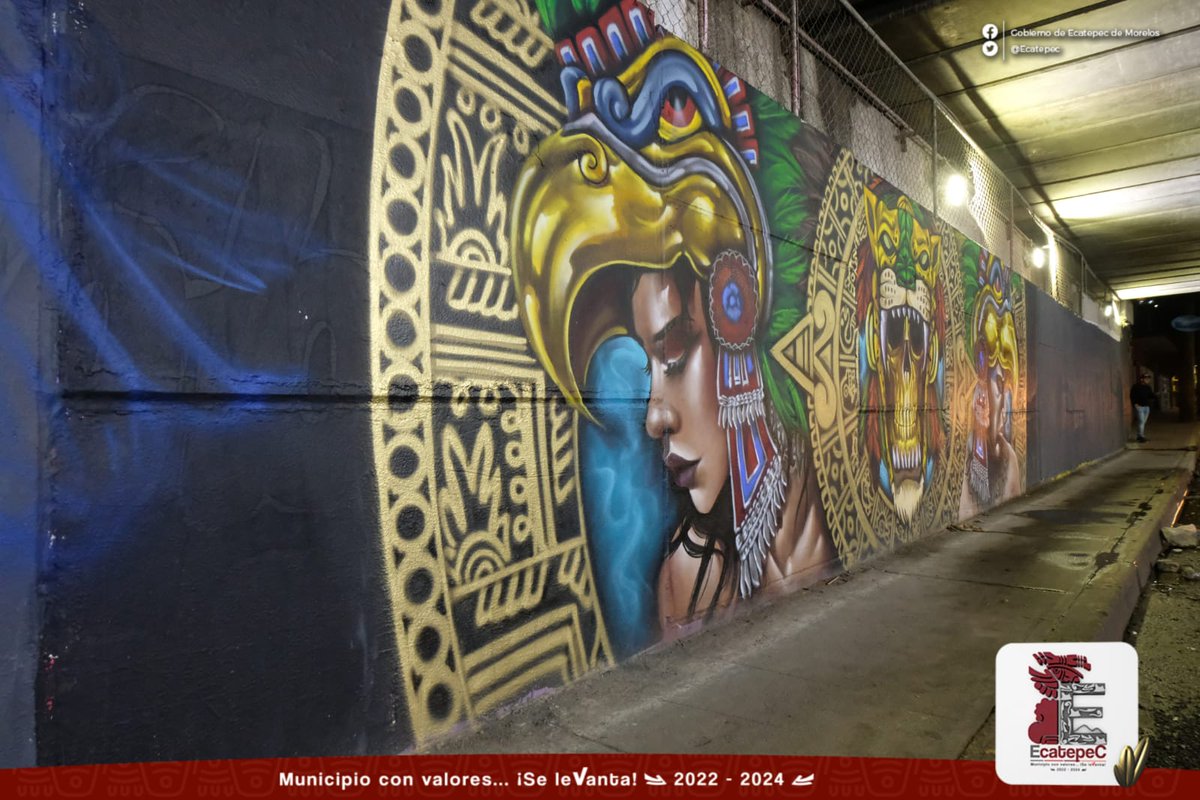Ecatepec's tweet photo. Transitar por los bajopuentes de #Ecatepec ya no representa un riesgo, pues la @DSPEcatepec, aplicó el programa #Tlahuilli e instaló luminarias en Santa Clara. Además, la @DEyCEcatepec puso un bello mural que nos hace sentir orgullosamente #ecatepenses.
#EcatepecSeLevanta https://t.co/5HFOFU8v1F