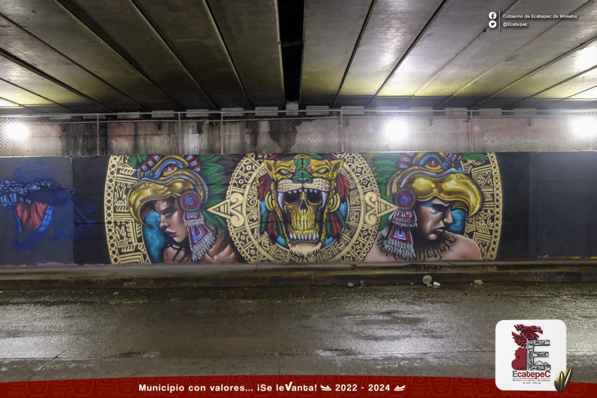 Ecatepec's tweet photo. Transitar por los bajopuentes de #Ecatepec ya no representa un riesgo, pues la @DSPEcatepec, aplicó el programa #Tlahuilli e instaló luminarias en Santa Clara. Además, la @DEyCEcatepec puso un bello mural que nos hace sentir orgullosamente #ecatepenses.
#EcatepecSeLevanta https://t.co/5HFOFU8v1F