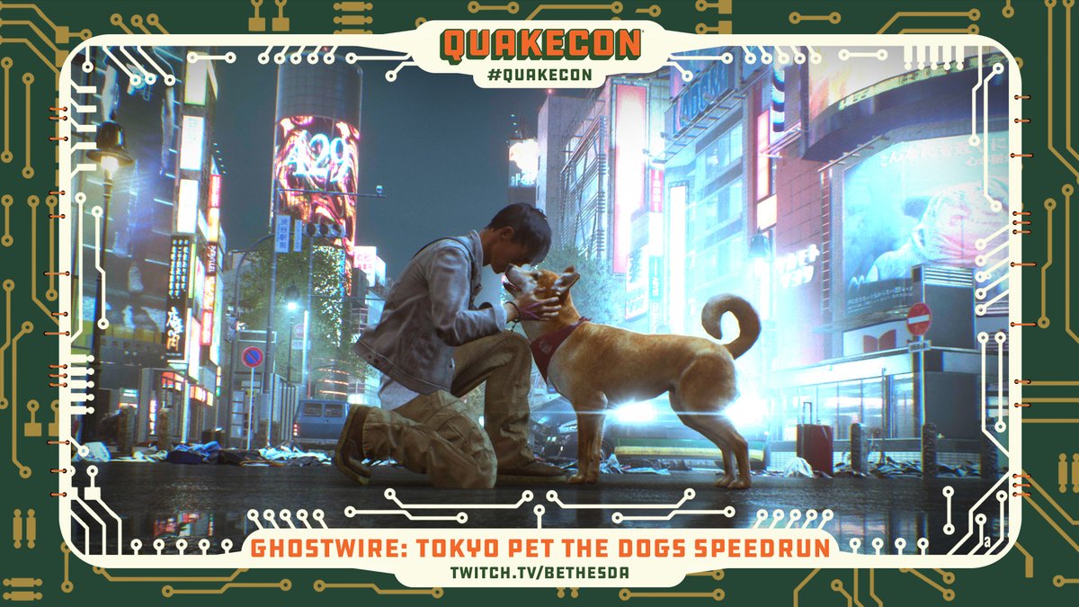 QuakeCon's tweet photo. Let's pet every Shiba in Shibuya! 

The #GhostwireTokyo Pet the Dogs Speedrun is next! https://t.co/APayJiCUZY

We'll also be showcasing adoptable pets from @DallasPetsAlive!, and giving away prizes—including an @NVIDIAGeForce RTX 3090 Founders Edition GPU! https://t.co/EagYmCSap2