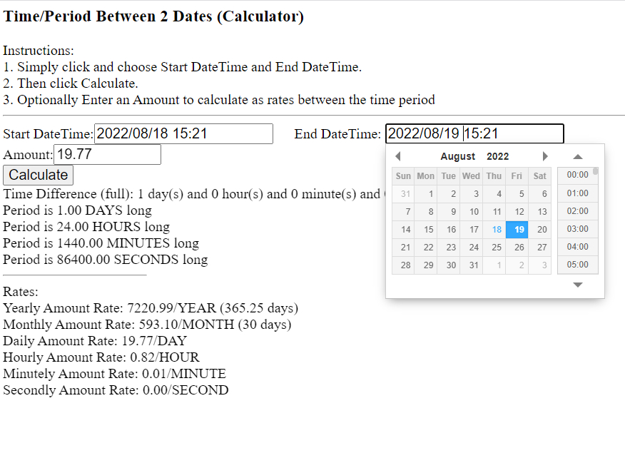 thelotteryforum's tweet photo. "Between 2 DateTimes Period/Rate" Calculator
https://t.co/qYHVezJCwt

#datetime #javascript #startdate #enddate #starttime #endtime #period #rate #calculator https://t.co/JCVpff1dC3