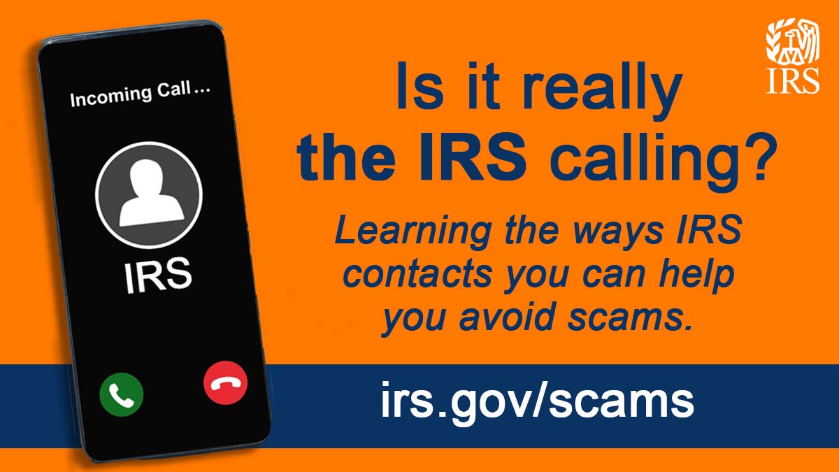 CASHOregon's tweet photo. Is it a scam or the #IRS? Here’s how you can know if a person calling or visiting your home or place of business is a legitimate IRS employee or an imposter: https://t.co/8gHEsnw77s https://t.co/3khGOvQreq