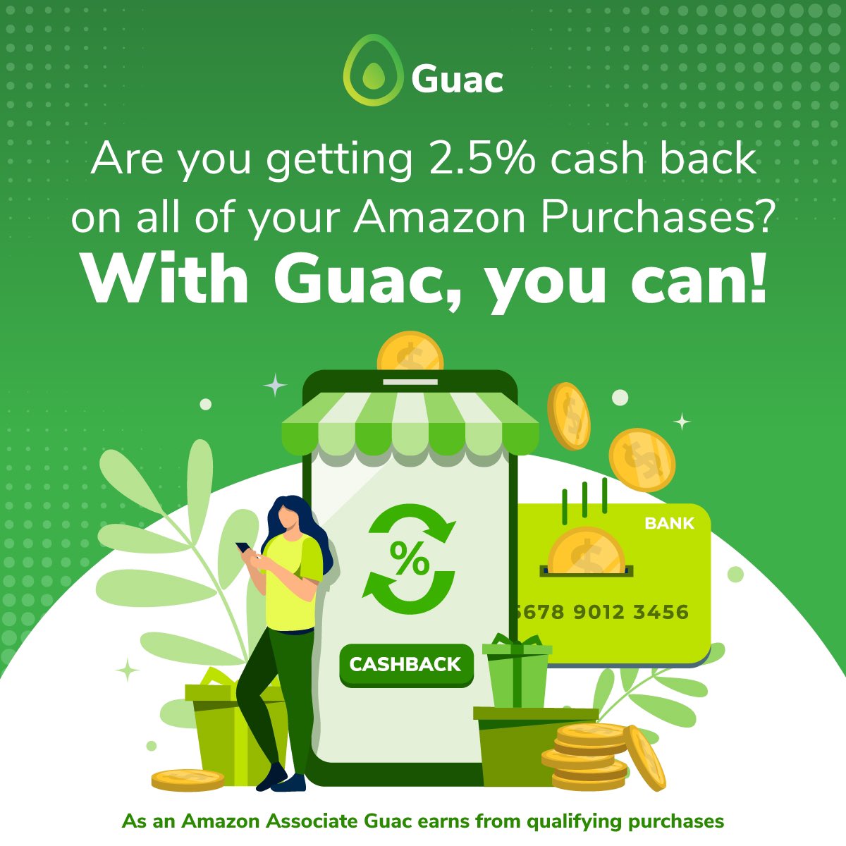 guacappsavings's tweet photo. Do you shop on Amazon? Don’t miss out on Cash Back! Initiate your purchases through the Marketplace in the Guac App. 🥑 #savewhileyouspend https://t.co/WxX5bb5eLB
