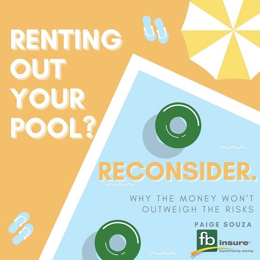 Have you heard of Swimply, the Airbnb for pools? Maybe even considered renting your own pool for a few extra dollars? Our own agent Paige Souza- advises thinking twice! Find out why the risks likely outweigh the rewards in this week's blog! Link in bio 🏊🏊‍♂️#ThinkItThroughThursday