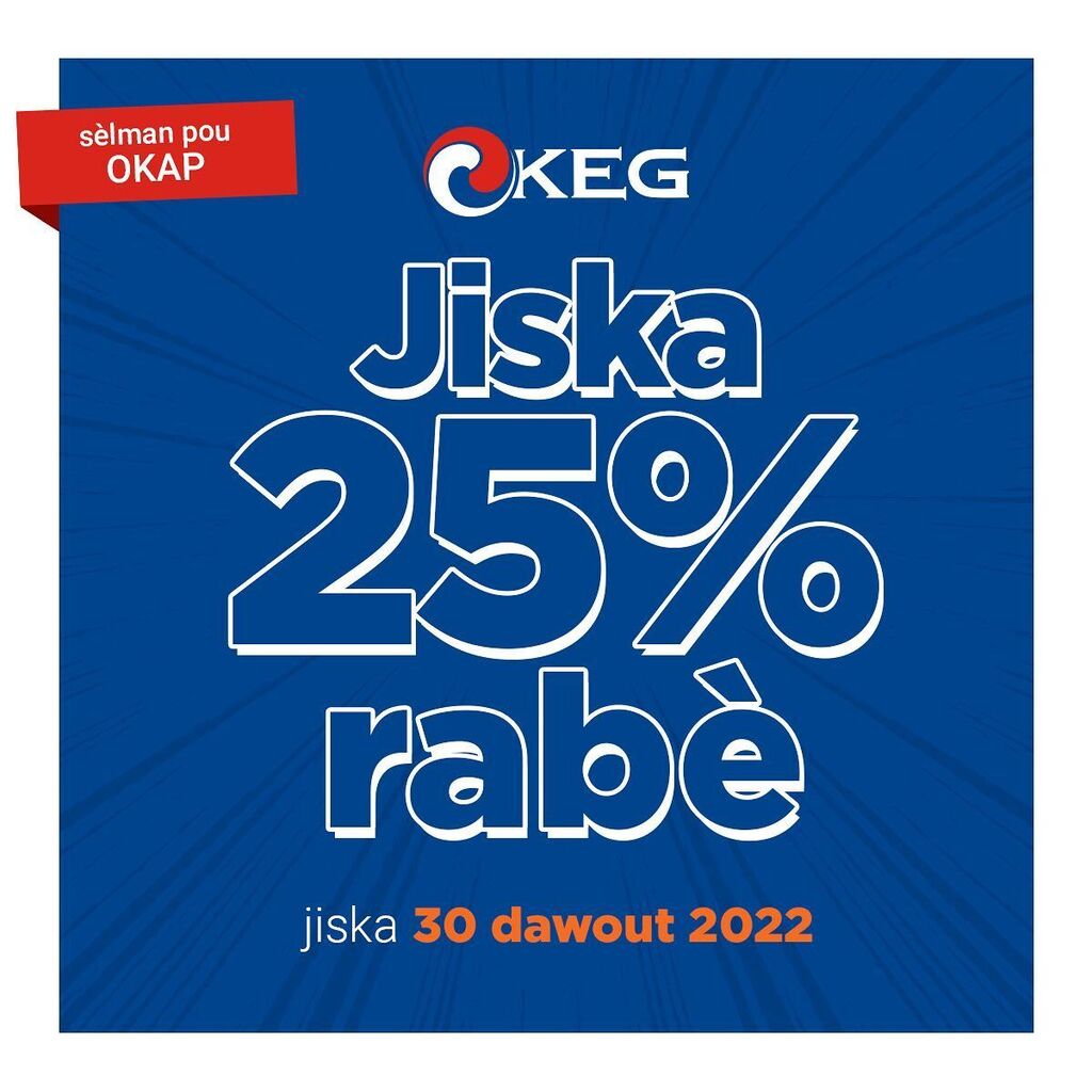 msc_haiti's tweet photo. Sonje gen jiska 25% rabè sou tout aparèy KEG nou yo jis rive 30 Dawout 2022
Sèlman nan MSC Plus ki Okap lan.
#mscplus #mscgrandnord #caphaitien #okap 
#sales #discount #homeappliances #kitchen #home https://t.co/FBMypZM2wk