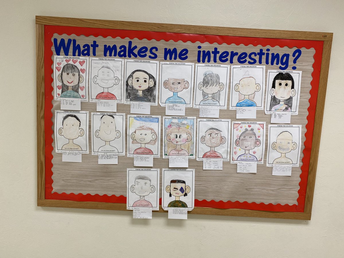 leithteach's tweet photo. While learning “What Makes a Character a interesting?” In reading, we explored what made us interesting. @ParksideProud https://t.co/ZF4pNleZZM
