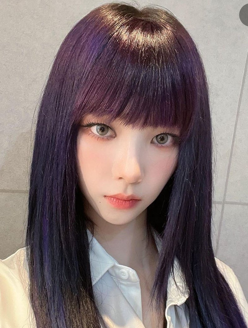 sakura💉🫠社会人看護学生 on Twitter &quot;カリナの影響で紫髪にしたい欲MAXなのだが、韓国アイドルさんの派手髪は、黄みのない