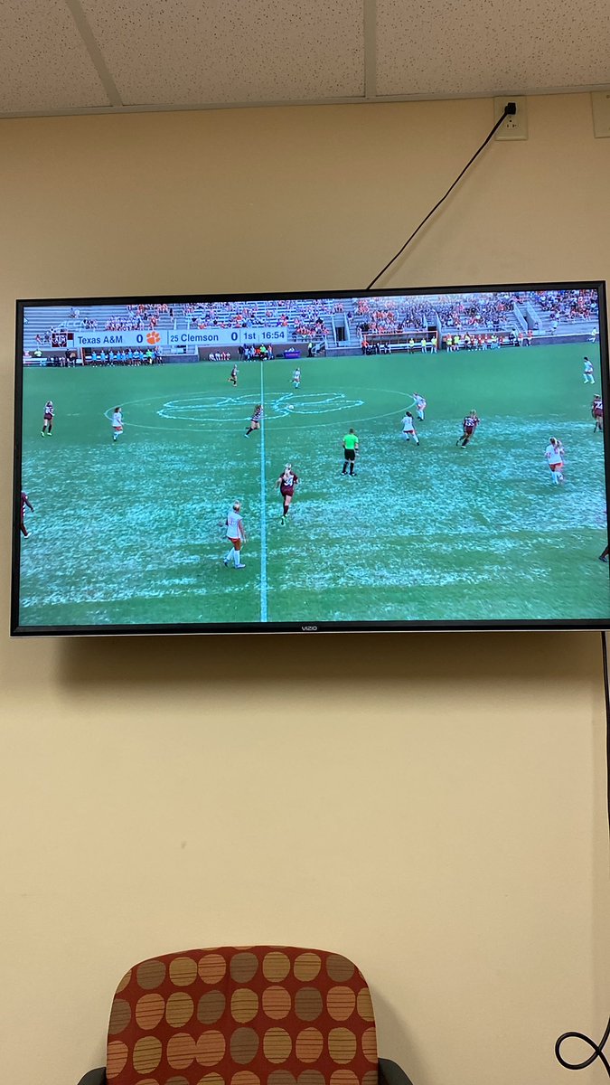 theNathanK9's tweet photo. First time in a few years not on the sideline for an Aggie Soccer game. Loving being able to watch them and quite a few others from the office while game planning and practice planning for @LamarWSoccer #BTHOclemson https://t.co/5IYPtZViwJ