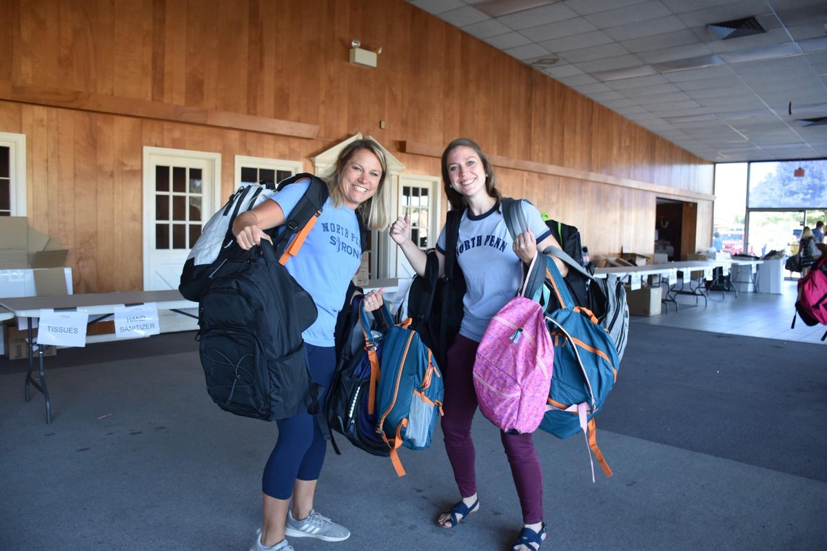 Best part of today’s <a href="/NPSD/">North Penn School District</a> Data Retreat was the community outreach hour. <a href="/RcRousseau/">ReBecca Rousseau</a> and I got to help with the <a href="/NPSD_foundation/">North Penn School District Educational Foundation</a> Build-a-Bag event alongside of many other NP teachers. Over 200 backpacks were stuffed, delivered to our schools, and ready for our students! ✏️📓