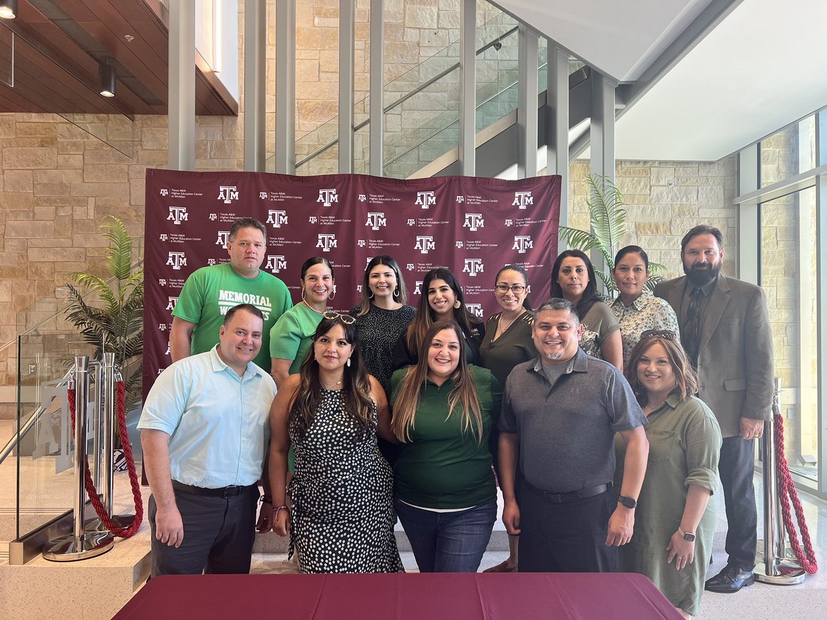 advisorcgarcia's tweet photo. Thank you @TAMU Higher Education Center at McAllen for giving our team a tour of your beautiful campus and for showcasing your amazing programs. Special thanks to our Advisor/Recruiter Wesley Swanson (@PSJAISD alum) at #TAMUHECM for assisting us with our PD. https://t.co/KhkXZVBvcT