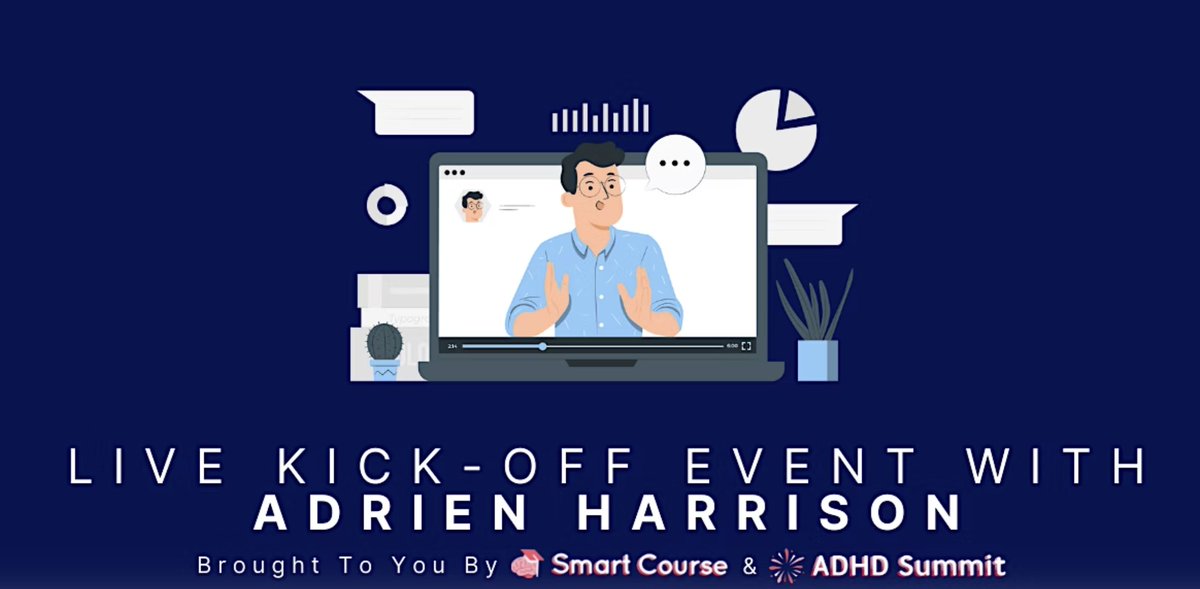 SmartCourse_io's tweet image. This is your official invitation to attend the FREE LIVE ADHD Summit Kick-Off party!
Meet our CEO, Adrien Harrison, make some great connections, and learn all about what’ll be happening during the Summit - plus exclusive bonuses!
Register HERE:
smartcourse.io/adhd-summit-li…