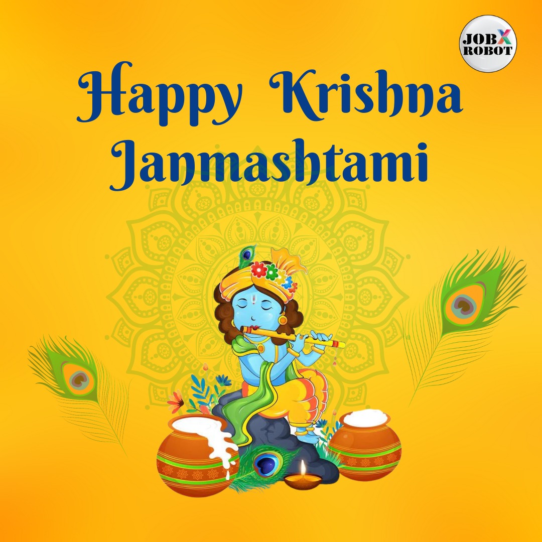 JobXRobot's tweet image. On this auspicious day, may Lord Krishna steal all your worries and grant you peace and happiness. Wishing you a Happy Krishna Janmashtami from JobX Robot.
#happykrishnajanmashtami #shrikrishna #radhakrishna #india #festival #spiritual #JobXRobot
