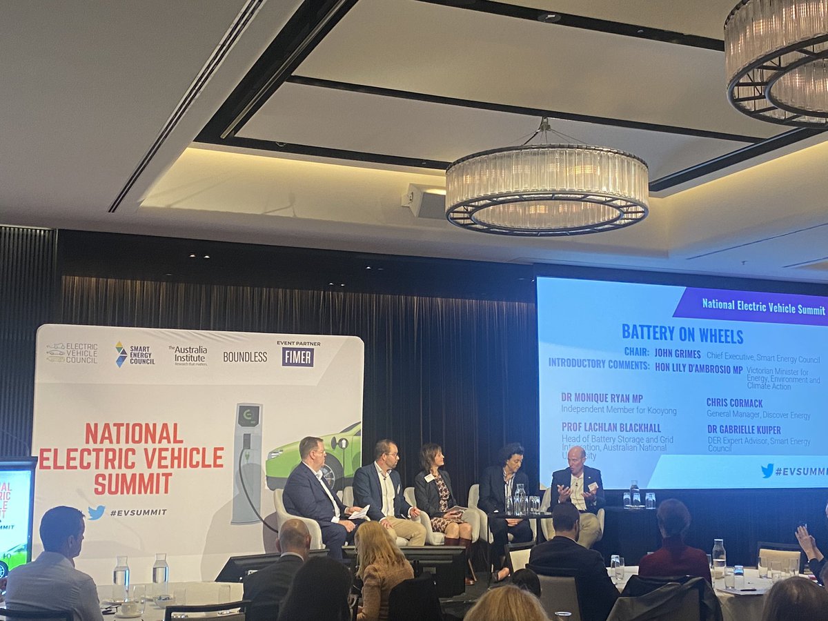 SmartEnergyCncl's tweet photo. .@Mon4Kooyong “A lot of people want electric vehicles but affordability and availability are real issues.” We need greater availability of second hand EVs and shared EVs and strong fuel efficiency standards.

#EVSummit #BatteriesOnWheels #SmartTransport https://t.co/5zHaO0K2jf
