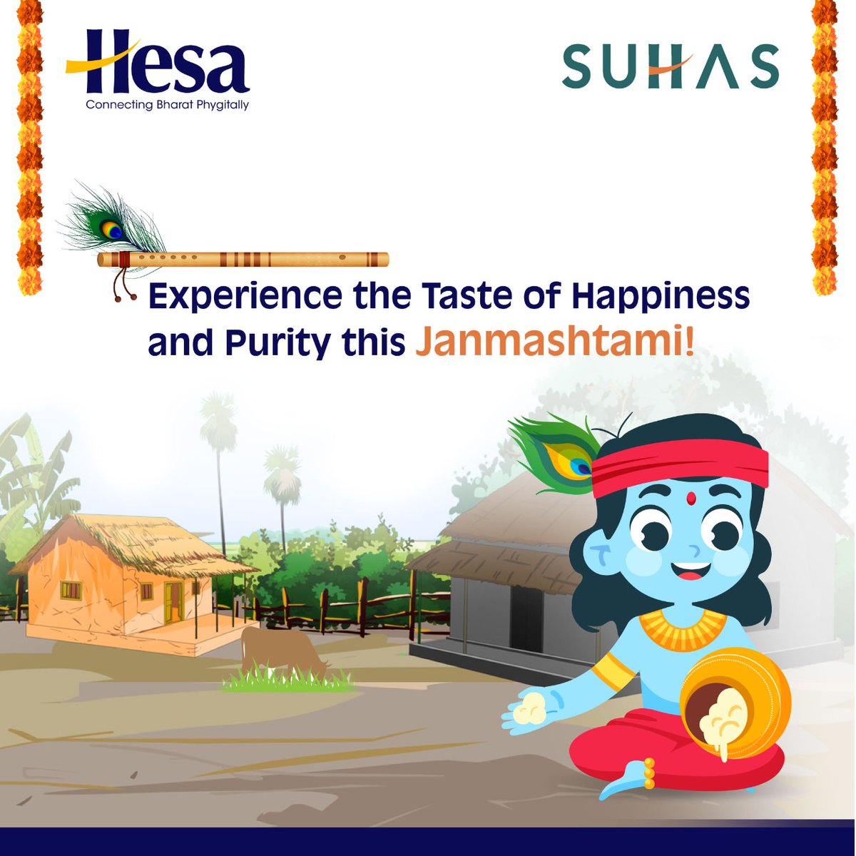MyHesaApp's tweet photo. Bring extra happiness, purity, and excitement to your home for the festivities with SUHAS! Wishing you all a blessed Janmashtami! #happyjanmashtami #janmashtami #SUHAS #HESA #HESAATHI #SuperAppforBharat #digitalindia #Ruraltech #RuraltechStartup #BestRuralTech #ReachoutRural https://t.co/AHTteSnjXb