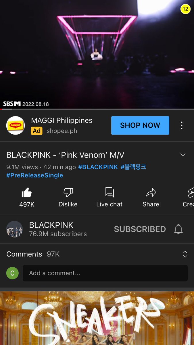 jayja27_'s tweet photo. #BORNPINK  9.1M in 42 min!? 🔥🔥 big comeback indeed😭🔥❤️ https://t.co/kMN4Xro3sT