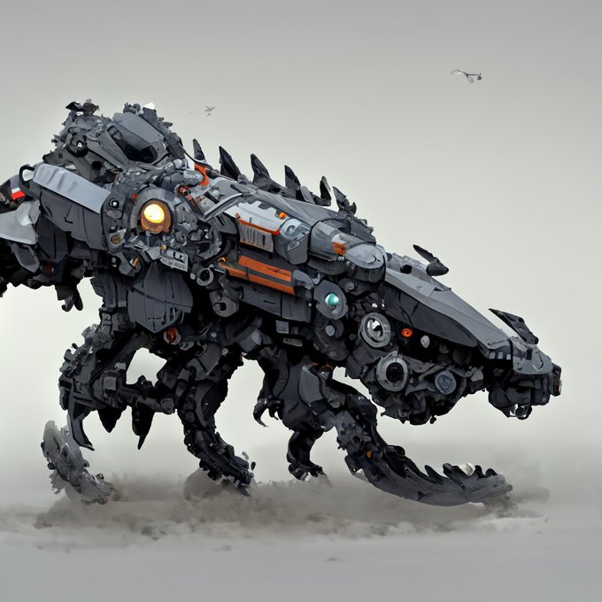 前回のゾイドがいい感じなので荷電粒子砲搭載ゾイドを作ってももらった。アンバランスだけど面構えはいい線いってる。
#midjourney 