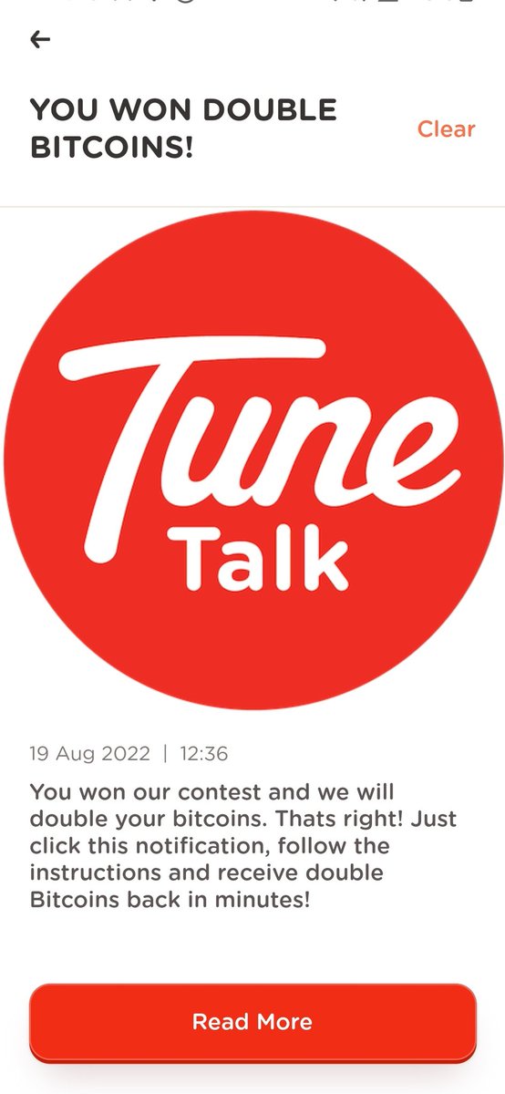 Ckc782's tweet photo. @TuneTalk 
Is tune being hacked? I received this in TuneTalk app notifications. This is very low tricks. Please check your security.
#tunetalk #BTC https://t.co/zbydl5nFiL
