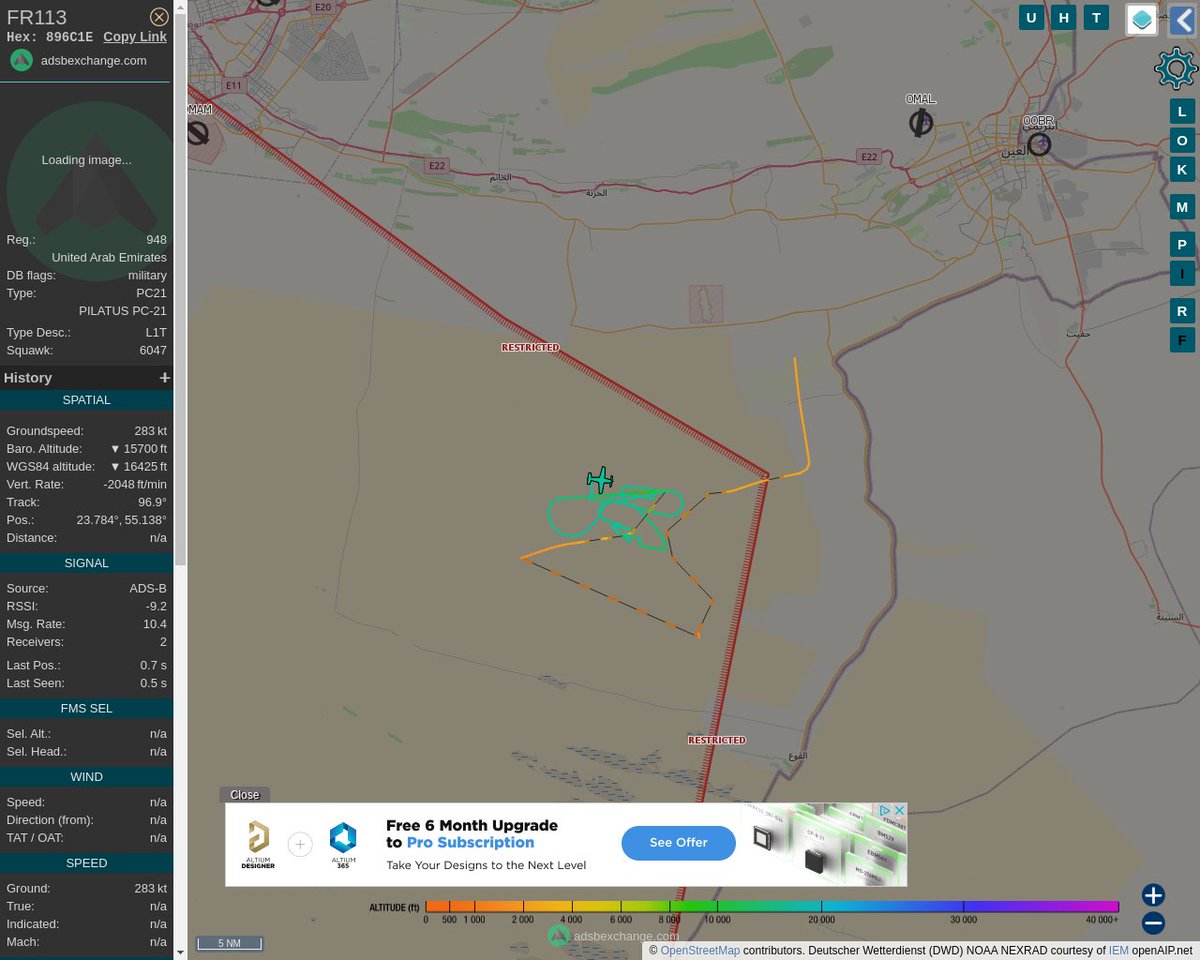 Radar_Assistant's tweet photo. MULTI ADSBX MANOEUVRING ALERT : At time Fri Aug 19 05:55:00 2022 #FR113 was likely to be manoeuvring at FL142
near أبو حِرَيْبَة, العين, أبو ظبي, الإمارات العربية ال #AvGeek #ADSB https://t.co/MvWa0WKDkQ https://t.co/Xx5zBbdeed