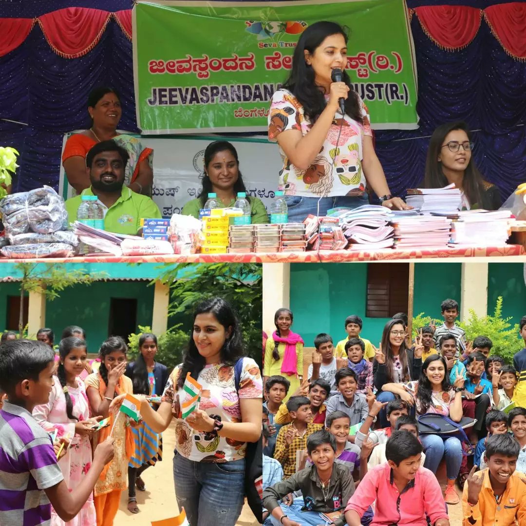.@ssonugowda Neha Ramakrishna celebrated #IndependenceDay by helping needy students