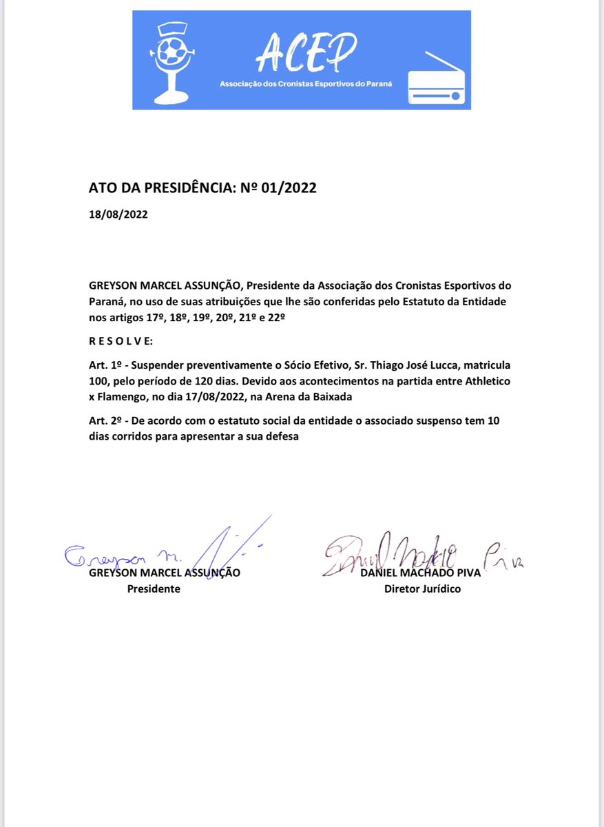 ACEPR6's tweet photo. Ato da presidência 01/2022 👇🏻 https://t.co/6mxSE7IRKd