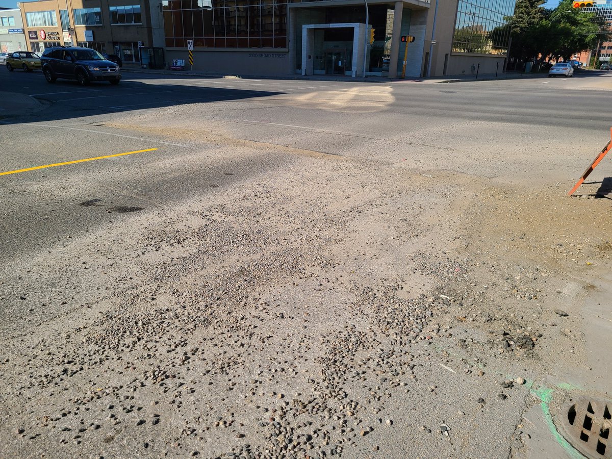 LSlaterPhoto's tweet photo. @SaskPower the downtown construction map shows that all work at 13th and Broad street in Regina is completed. Any idea when crews are coming back to finish the job? https://t.co/n4B2iJZpJH