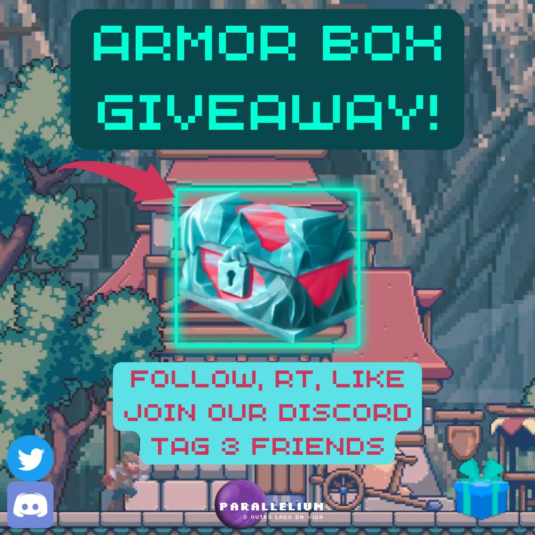 OParallelium's tweet photo. 🎁 Armor Box Giveaway! ($100) 🎁

✍️ Follow the steps below to compete:

1⃣ Follow, RT + Like.
2⃣ Join our Discord: https://t.co/Qszy5UrMDs
3⃣ Tag 3 friends in the comments.

⚔️ Good luck, adventurer! https://t.co/yE3Ascy4pH