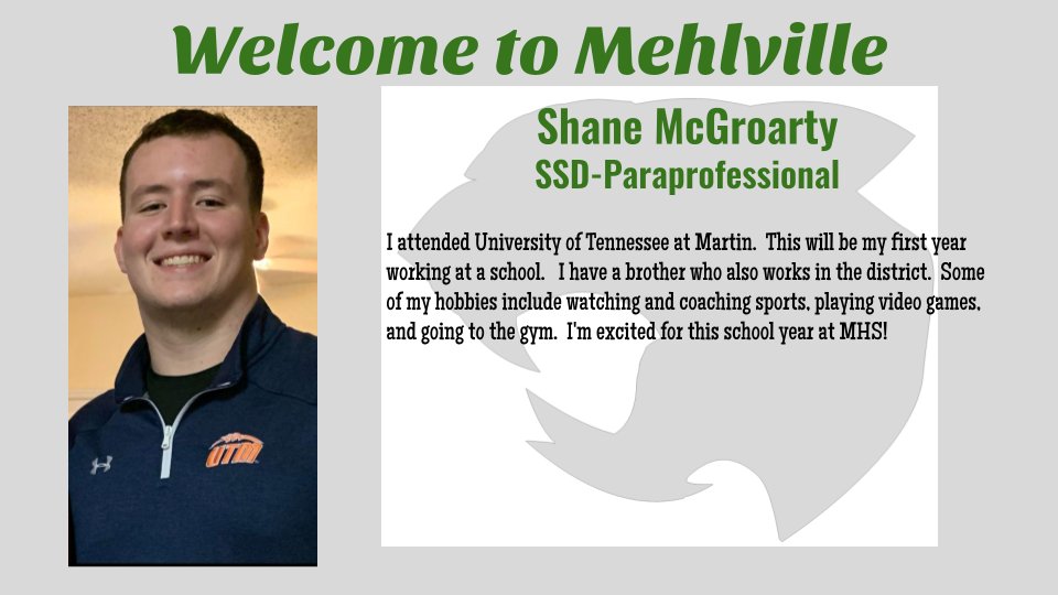 Mehlville_HS's tweet photo. Welcome Mr. McGroarty! Another MHS grad joing the team. #OnceAPantherAlwaysAPanther #WelcometoMHS #WeAreMehlville #MSDR9 https://t.co/9Z4WOsadcK