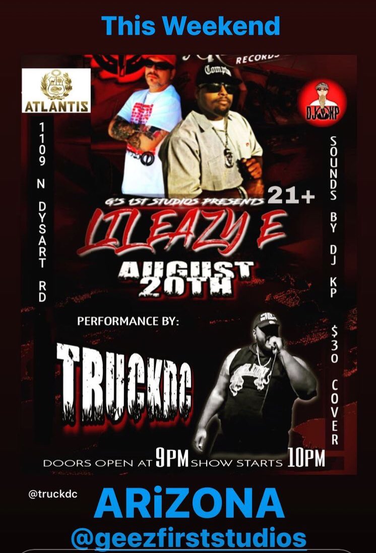 BlackFinnGypsy's tweet photo. For those of you in #Arizona catch #LilEazyE lileazy_e #instagram @ewrightjr #Twitter August 20th for this #Awesome #Event! 😎 #RichAndRuthlessRecords #LilEazy🔥🎧🔥 https://t.co/SjPNVsPHLb https://t.co/7XccpJ63ni