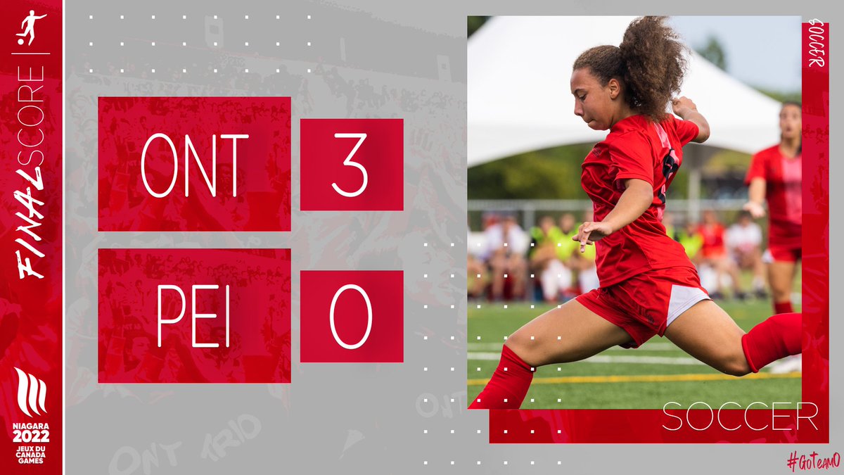 GoTeamOntario's tweet photo. ⚽ | FINAL SCORE

ONT | 3
PEI | 0

Make it back-to-back wins for #TeamO on the pitch, as they kept Team PEI at bay all game long and added a tally late to secure a three-goal victory when all was said and done!

#GoTeamO⭕ | #CGSoccer https://t.co/76R0jvjdCi