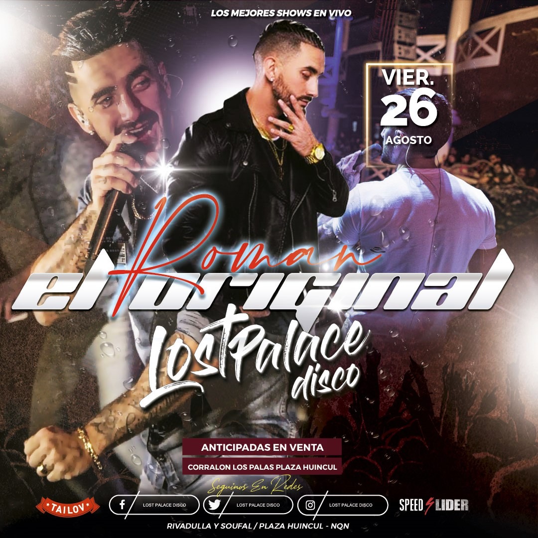 LostPalaceDisco's tweet photo. CERRAMOS AGOSTO
VIERNES 26
"ROMAN EL ORIGINAL EN VIVO"
#seponelost #lostpalacedisco https://t.co/s6vZSfybnl