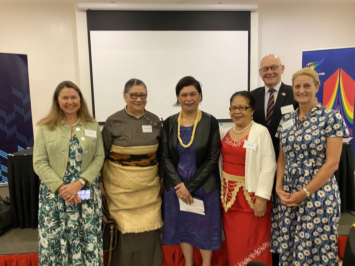LucyJoyceFCDO's tweet photo. #NZinTonga organised thought-provoking panel on ‘Resilience in Diversity’. Panel of Hon @NanaiaMahuta, #AG  Linda Folaumoetu’i and @ElizabethVKite shared their personal insights with group of impressive Tongan women leaders https://t.co/RbRzv1m68B
