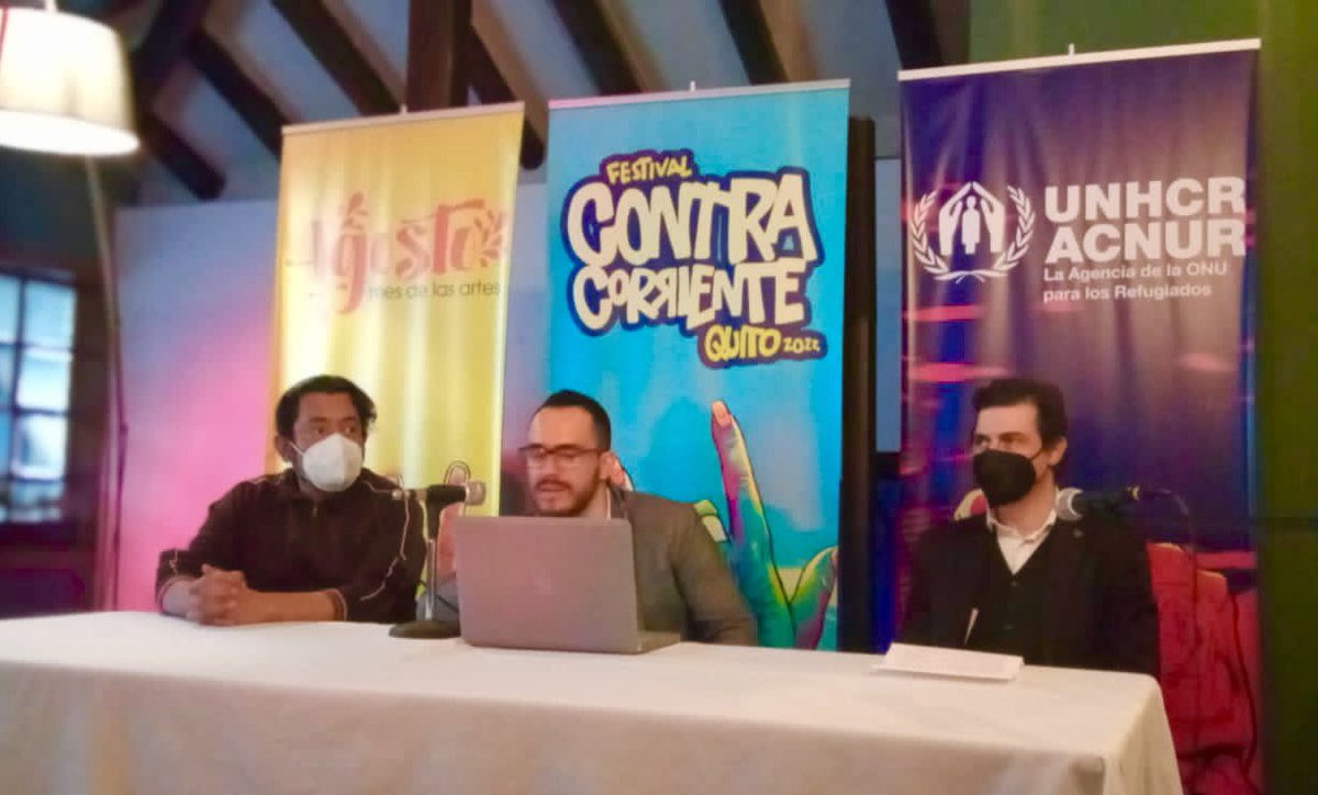 culturaquito's tweet photo. ☄️Hoy, en la rueda de prensa del Festival Quito ContraCorriente, Javier Cevallos Perugachi, Secretario de Cultura Subrogante, resaltó la importancia del festival como espacio para la recuperación de los públicos juveniles al espacio público más festivalero. https://t.co/YRv3sbJaY3