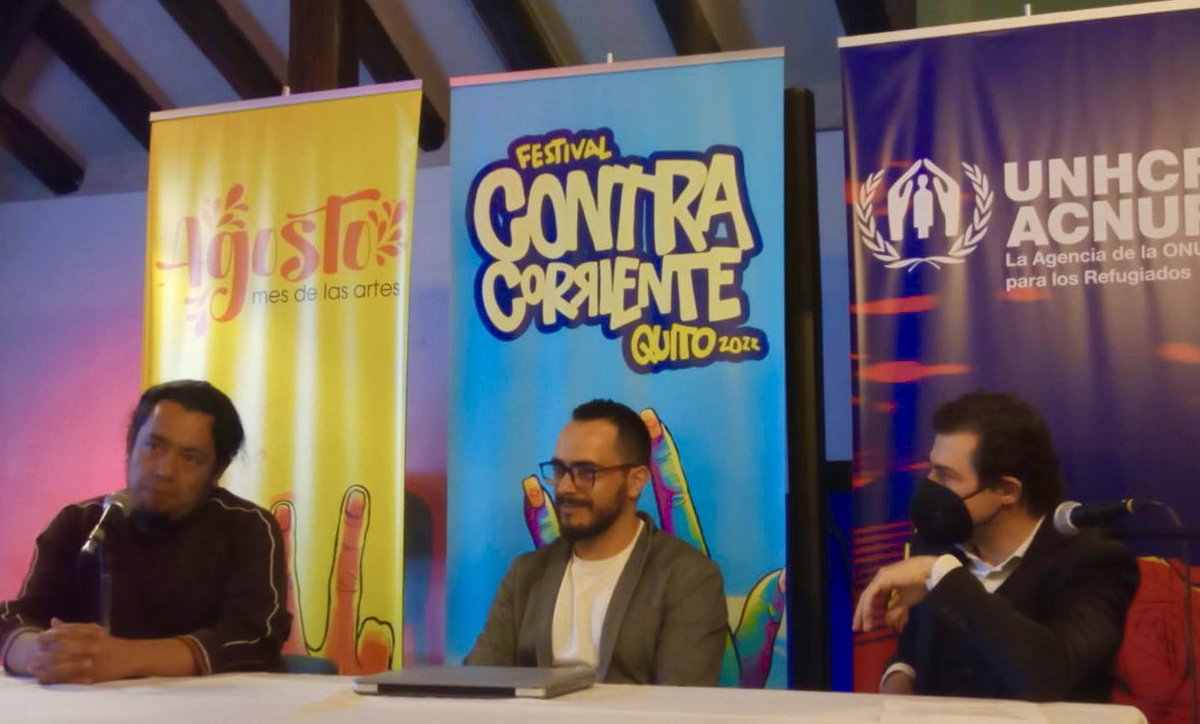 culturaquito's tweet photo. ☄️Hoy, en la rueda de prensa del Festival Quito ContraCorriente, Javier Cevallos Perugachi, Secretario de Cultura Subrogante, resaltó la importancia del festival como espacio para la recuperación de los públicos juveniles al espacio público más festivalero. https://t.co/YRv3sbJaY3