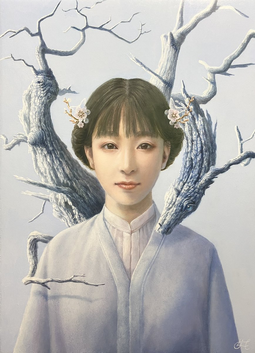 現代アート 油彩画 人物像 女性の肖像 油彩画 8号 F8 油絵 人物画#5