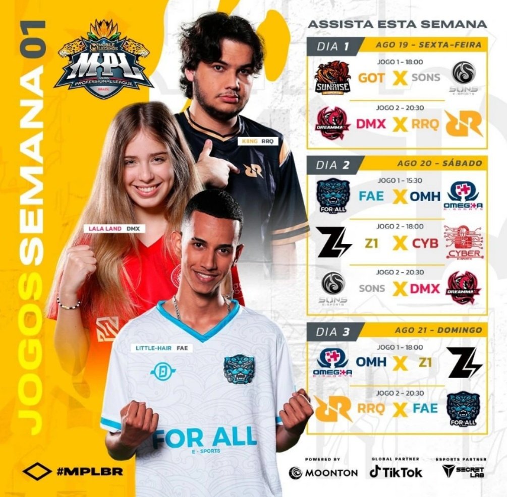 Quero ver quem é bom de palpite!
Manda aí em ordem nos comentários quem vai ganhar cada jogo do primeiro fim de semana dessa Mpl Brazil 3!