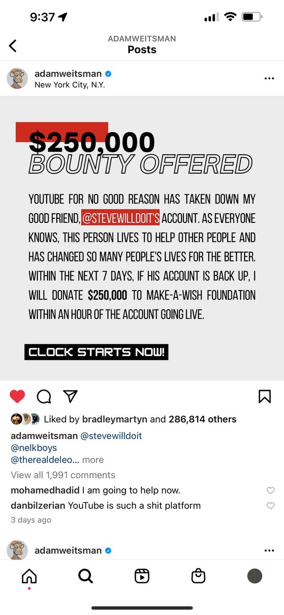 stevewilldoit's tweet image. My friend randomly posted this. Gave me no heads up. @TeamYouTube