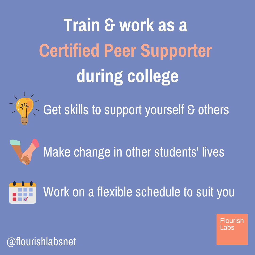 Our first #peersupporttraining course for #collegestudents with <a href="/weareyouthera/">Youth Era</a> is starting August 29th, sign up today &amp; get a scholarship! flourishlabs.net/peersupportert… #mentalhealth #mentalhealthsupport 
#mentalhealthtraining 
#peerssupportingpeers #peersupport