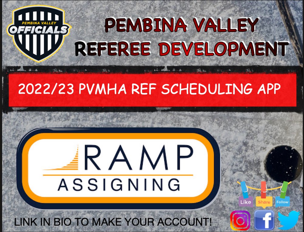 Pembina Valley Minor Hockey Association is pleased to announce that we have partnered with RAMP Assigning to have all minor hockey games (league, exhibition, tournament), as well as all AA/AAA games on one platform! Create your account today! 

LINK-> rampinteractive.com/assigningv2/lo…