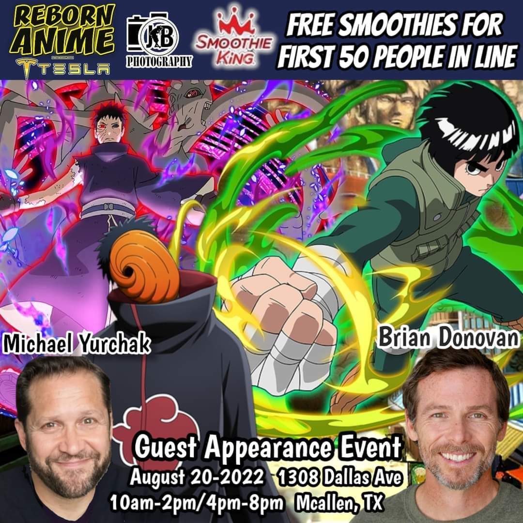 photoJB956's tweet photo. Come join me and @RebornAnime_1 to welcome Naruto voice actors for Rock Lee and Obito, plus first come first serve free smoothies from smoothie king https://t.co/BRleGim2Zy