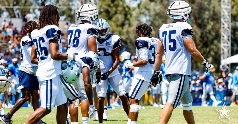 dallascowboys's tweet photo. The Dallas Cowboys were back on the field for another productive practice against the Chargers. Both the offense and the defense ended the day with highlight-catches. Read more here. ↓

#PracticePoints | #DallasCowboys