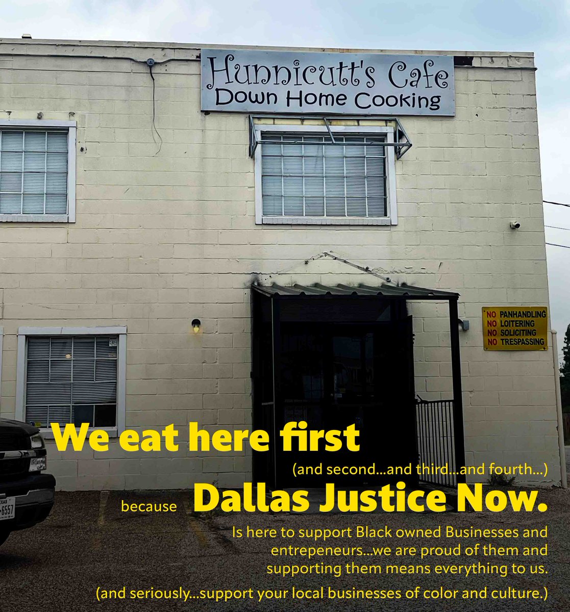 DallasJusticeN1's tweet photo. It is easy to get discouraged and to dwell of setbacks. It is also easy to lose sight of the diamonds in the rough that represent #SouthDallas. We need each other to pull us up. #DallasJusticeNow Thank you #Hunnicutt'sCafe. Much love https://t.co/u9bhJbS9GQ