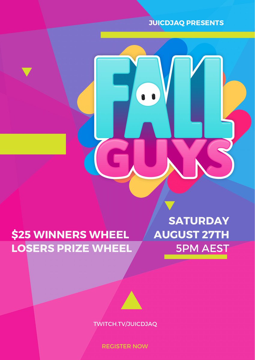 TheRealJaq's tweet photo. HUGE FALL GUYS TOURNEY! 
PRIZES FOR WINNERS AND LOSERS

To enter:

Follow on Twitter and Retweet This Post

Join the Discord https://t.co/ph9BwkIucx

Competition held at https://t.co/NZE6fpGQmG

#fallguys #tournament #twitch #Giveaways #Giveaway #Streamer https://t.co/CCWJxLAwcB
