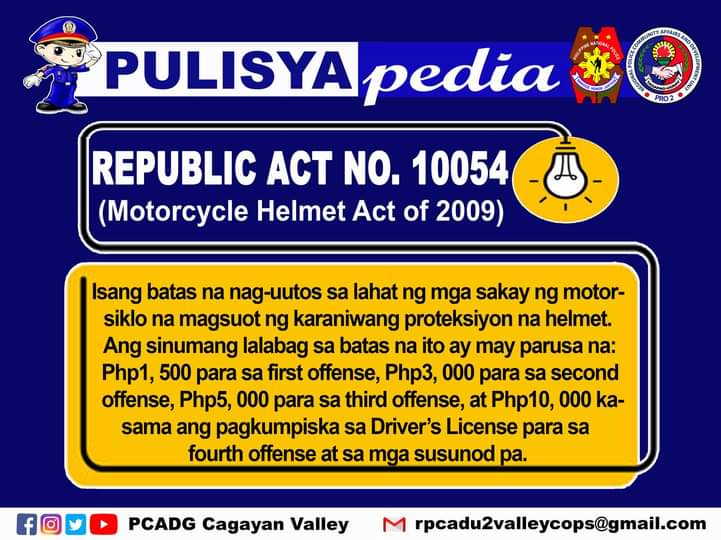 PCADGCagayanValley on Twitter: "Ano ang Motorcycle Helmet Act of 2009 o