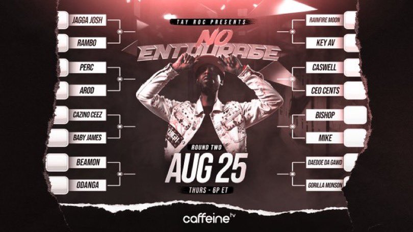 TheOnlyTayRoc's tweet photo. #Round2 of #NoEntourageSeason2 #NES2 road to #2K 2000$ prize for the winner! See y’all THURSDAY! 🦇 https://t.co/up10GXLgWS